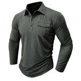 Men's Classic Casual Solid Color Long-sleeved Polo Shirt 93437706K