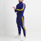 Men's Color Block Zipper Jacket Trousers Sports Casual Set 46420153Z