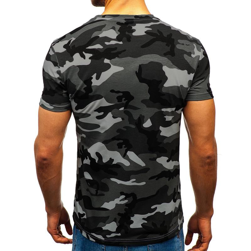 Men's Printed Camouflage Round Neck Short Sleeve T-Shirt 55231359X