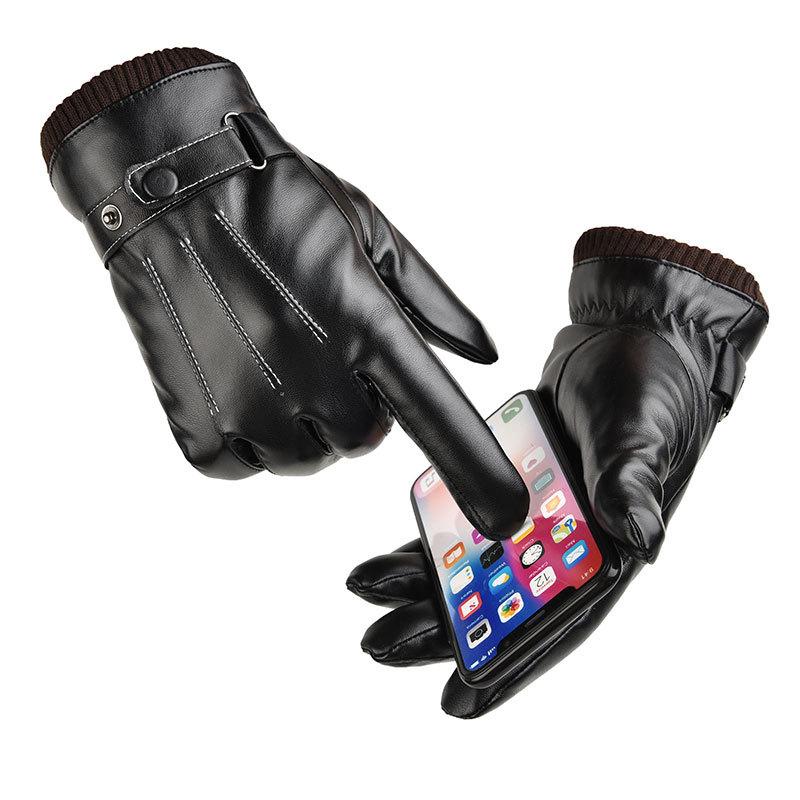 Guantes cálidos de piel sintética para pantalla táctil para hombre 15895911U