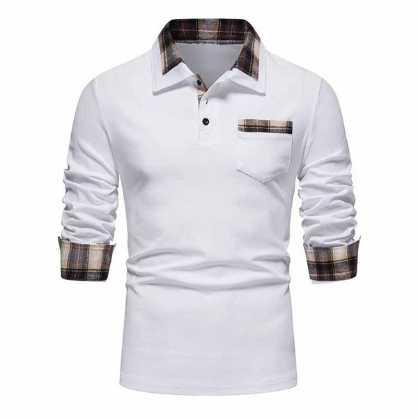 Men's Lapel Casual Pocket Long Sleeve POLO Shirt　89460439X