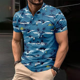 Men's Palm Hawaiian Print Button Down Short Sleeve T-Shirt 88497448X
