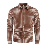 Men's Striped Casual Long Sleeve Lapel Shirt 84015166X