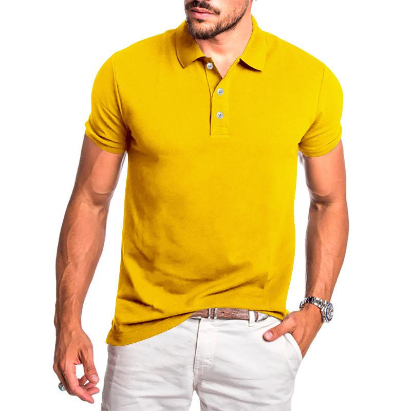 Men's Solid Lapel Short Sleeve Polo Shirt 36735197Z