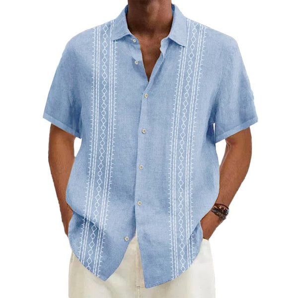 Men's Printed Lapel Short Sleeve Shirt 15023417X