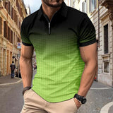 Men's Gradient Print Short Sleeve Lapel POLO Shirt 00647970X