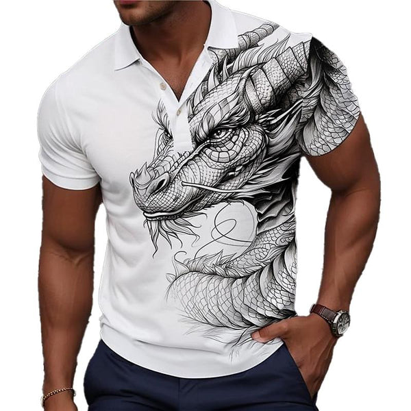 Men's Casual Animal Print Short Sleeve POLO Shirt 76389567X