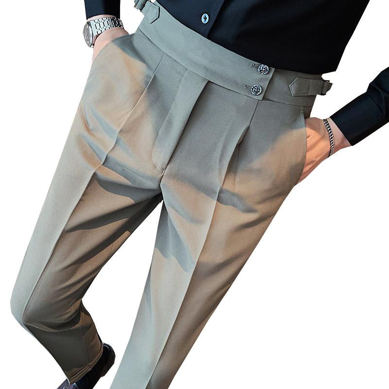 Men's British Style Slim Fit Cropped Formal Pants 80529568M