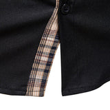 Men's Casual Colorblock Plaid Patchwork Lapel Long-Sleeved Shirt 44324703M