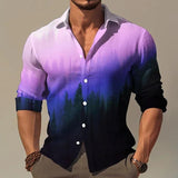 Men's Gradient Long Sleeve Lapel Shirt 82108433X