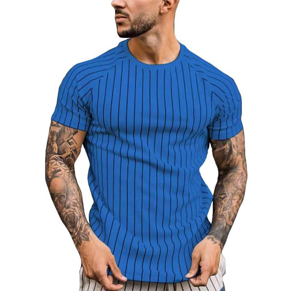 Men's Casual Striped Round Neck Short Sleeve T-Shirt 35956473TO