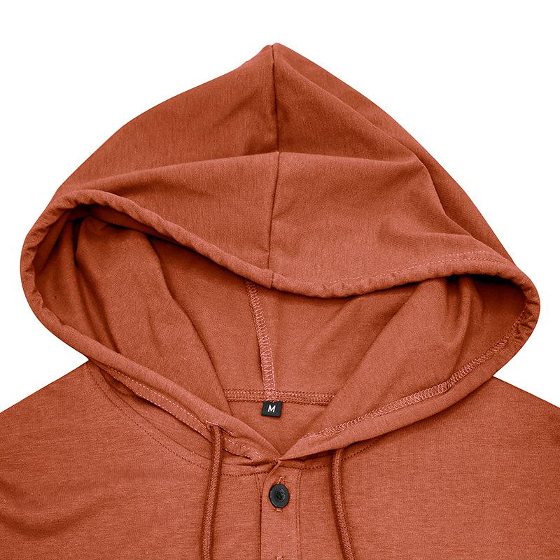 Men's Casual Solid Color Breathable Hooded Henley Collar Short Sleeve T-Shirt 50512310M
