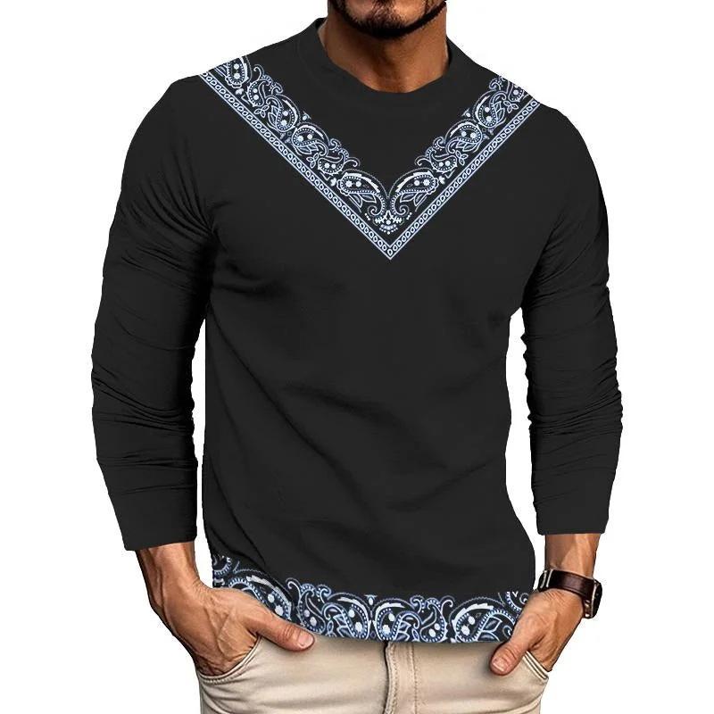 Camiseta de manga larga con cuello redondo y estampado informal para hombre 31943256X