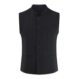 Men's Retro Herringbone Stand Collar Single Breasted Suit Vest 98906844M