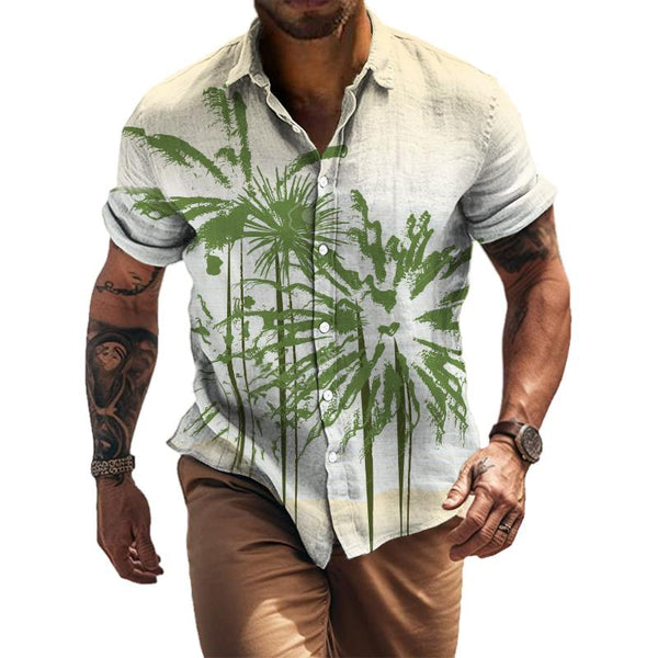 Men's Casual Beach Coconut Short Sleeve Shirt 05936588TO