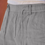 Men's Solid Color Cotton and Linen Drawstring Straight Pants 13578529X