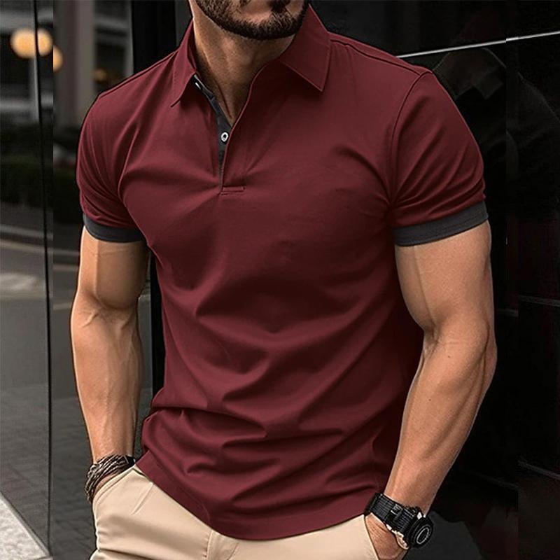 Men's Casual Color Block Short Sleeve POLO Shirt 43371751Y