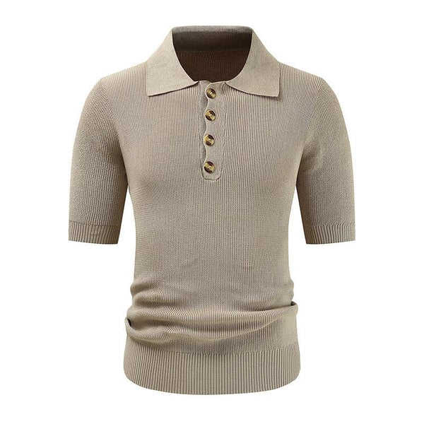 Men's Short-sleeved Solid Color Lapel Knitted POLO Shirt 81719331X