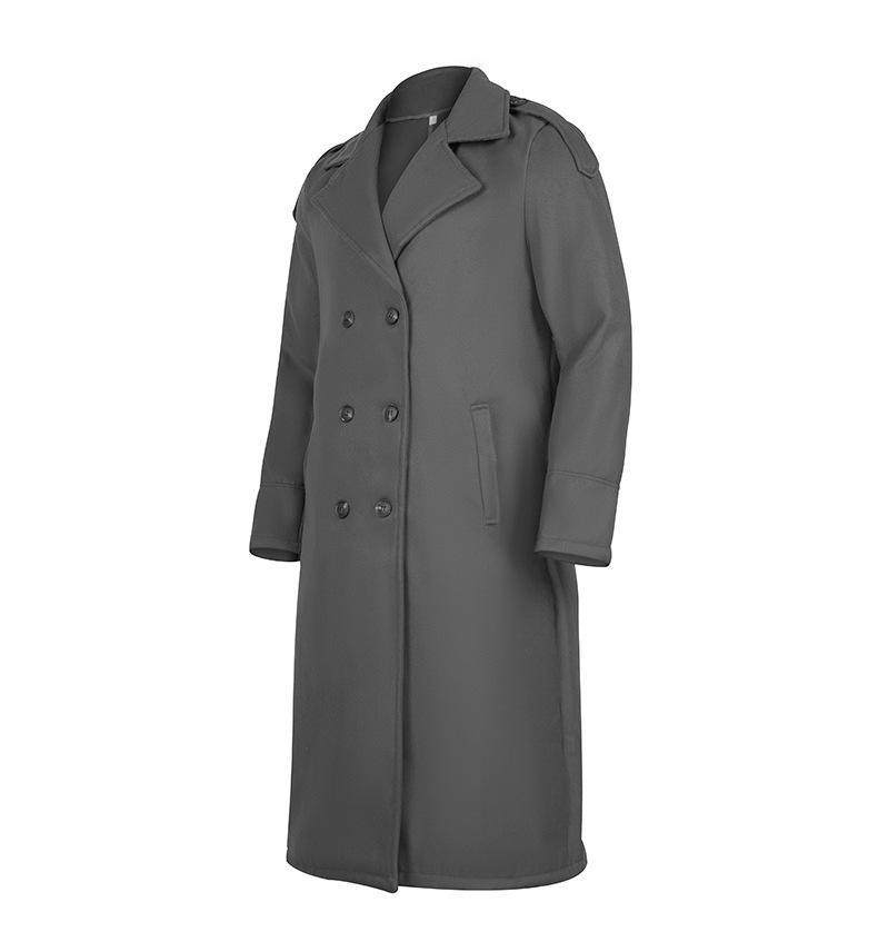 Men's Turn-down Collar Double Breasted Solid Long Coat 63857145Z
