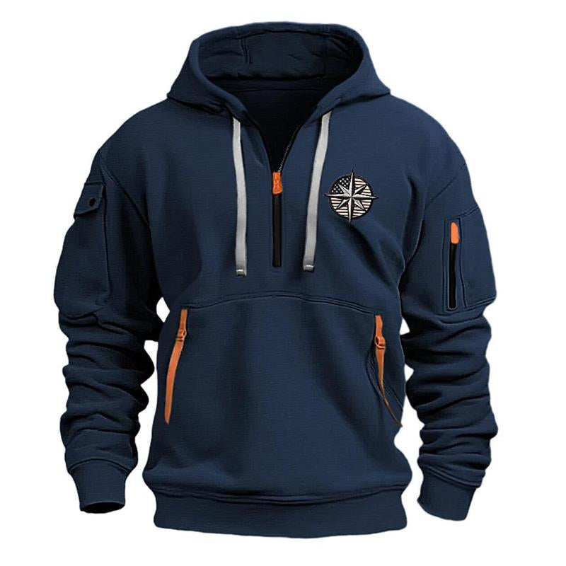 Men's Casual Sports Multi-Zip Embroidered Hoodie 03824369X