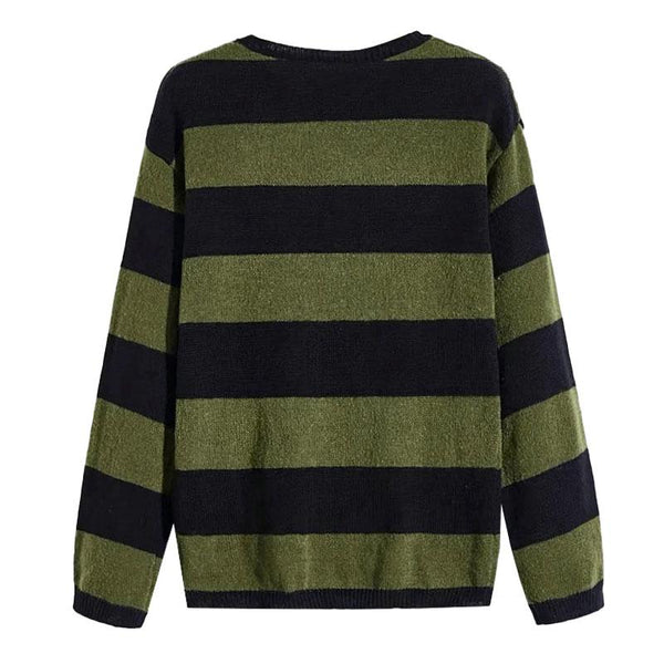 Men's Casual Striped Thin Loose Knit Pullover Sweater 75719561M