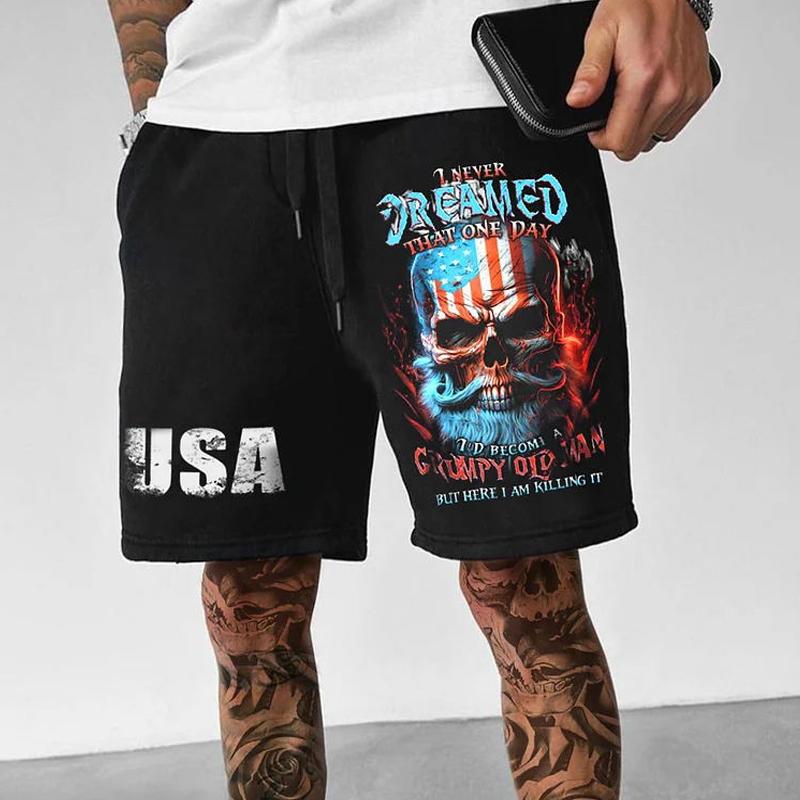 Pantaloni casual a cinque punti larghi e resistenti all'usura da uomo, con stampa sportiva, 43208745X