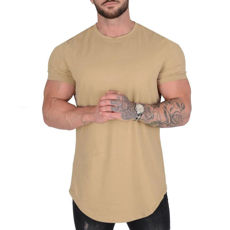 Camiseta de manga corta con cuello redondo y holgado de color liso para hombre 45316034X