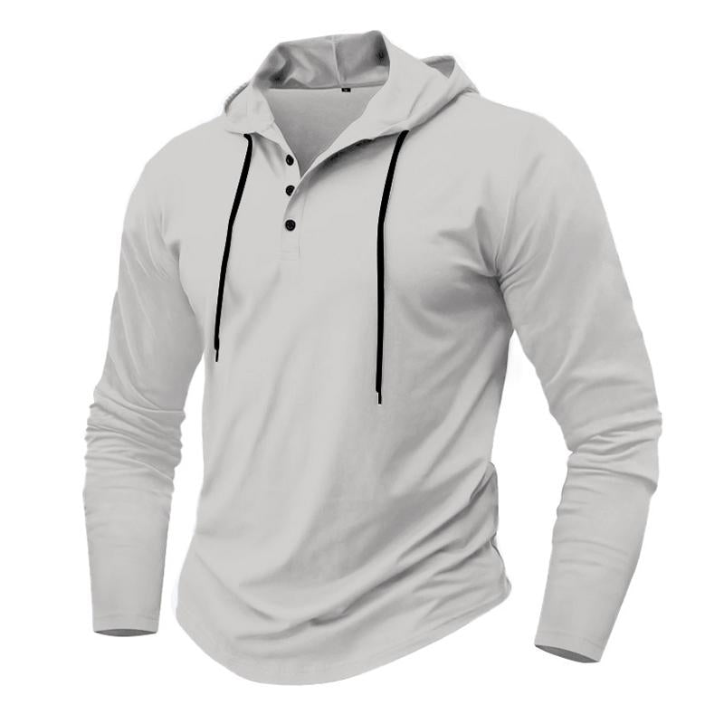 Men's Casual Solid Color Loose Long Sleeve Hoodie 50305630X