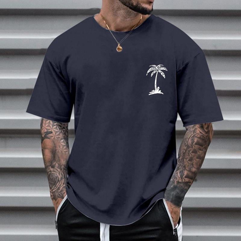 Men's Casual Coconut Tree Round Neck T-Shirt 38037043TO