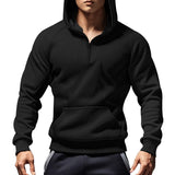 Men's Casual Color Matching Plush Warm Hooded Sweatshirt 08954102Y