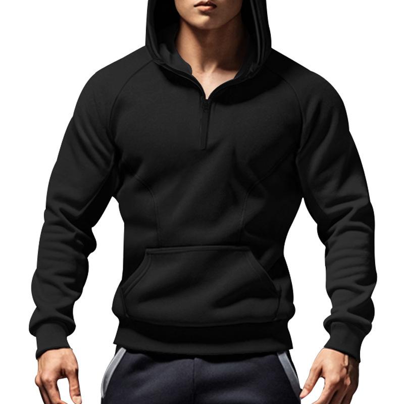 Men's Casual Color Matching Plush Warm Hooded Sweatshirt 08954102Y