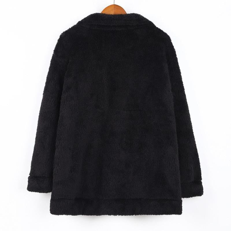 Men's Pure Black Plush Warm Jacket 22363945U