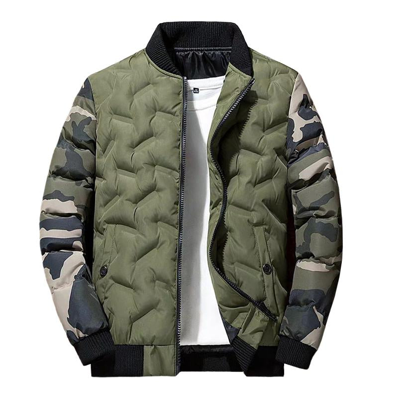 Men's Fashion Camouflage Patchwork Baseball Collar Warm Down Coat 94103217M