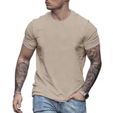 Men's Round Neck Solid Color Casual Short-sleeved T-shirt 96990283X