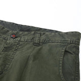 Men's Casual Solid Color Cotton Multi-Pocket Beamed Pants (Belt Excluded) 99843866M