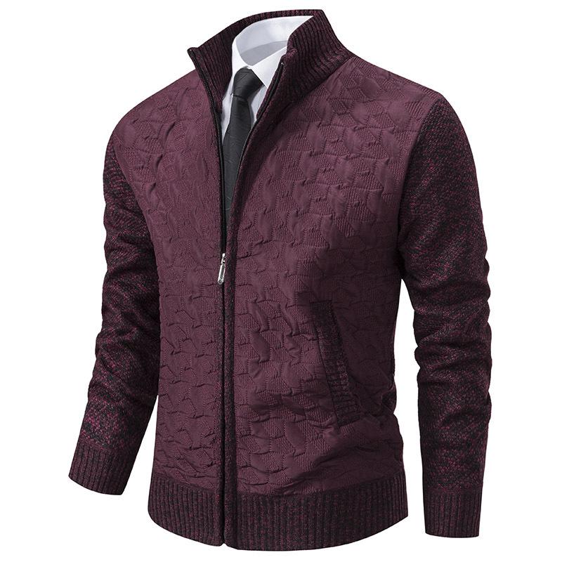 Men's Casual Stand Collar Zipper Warm Knitted Cardigan 12863260F