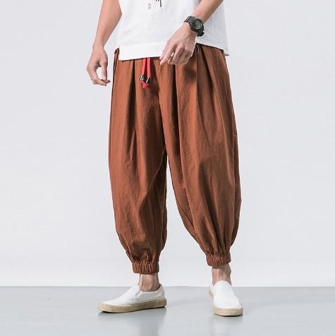 Men's Elastic Loose Cotton and Linen Harem Pants 70666008X