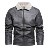 Men's Fleece Warm Slim Fit Leather Jacket 16750145U