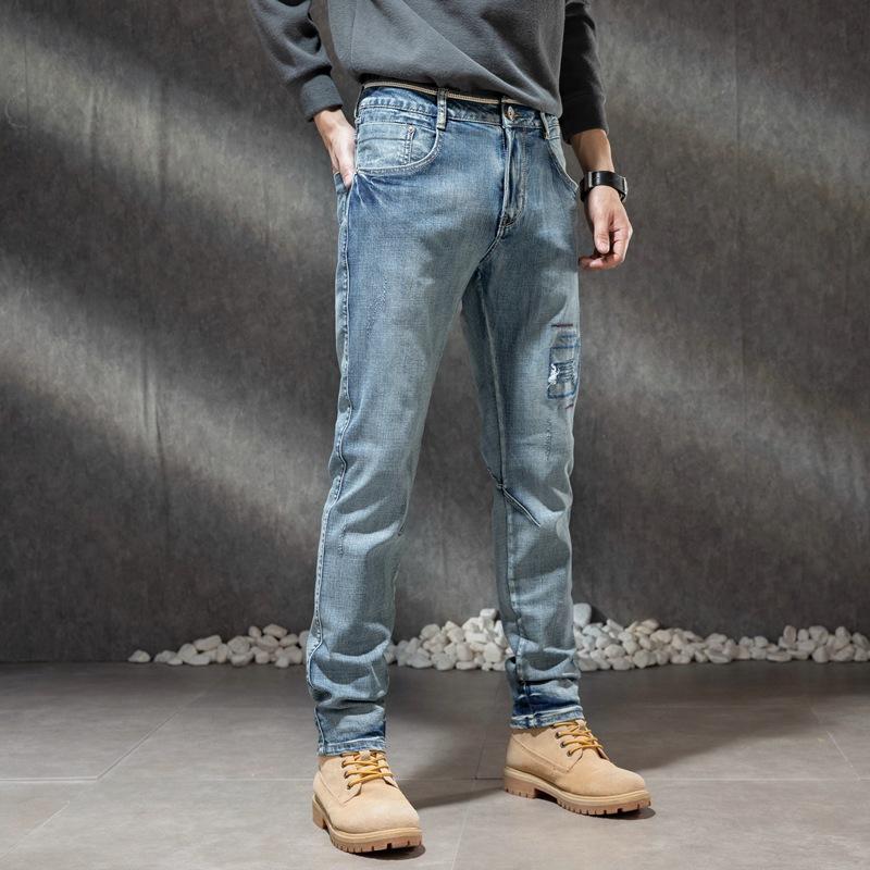 Men's Retro Distressed Straight Casual Jeans 90993476Z
