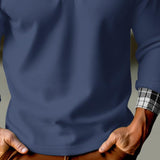 Men's Casual Contrast Lapel Long Sleeve POLO Shirt 26478435X