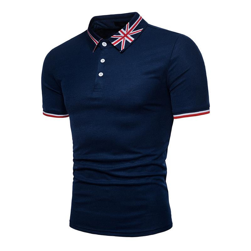 Herren-POLO-Shirt mit britischem Aufnäher und Revers, kurzärmelig, 10486989X