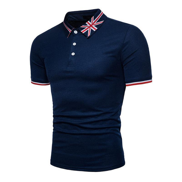 Men's British Embroidered Lapel Short Sleeve POLO Shirt 10486989X