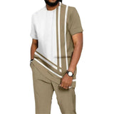 Men's Striped Printed T-shirt Two-piece Set 99652244X