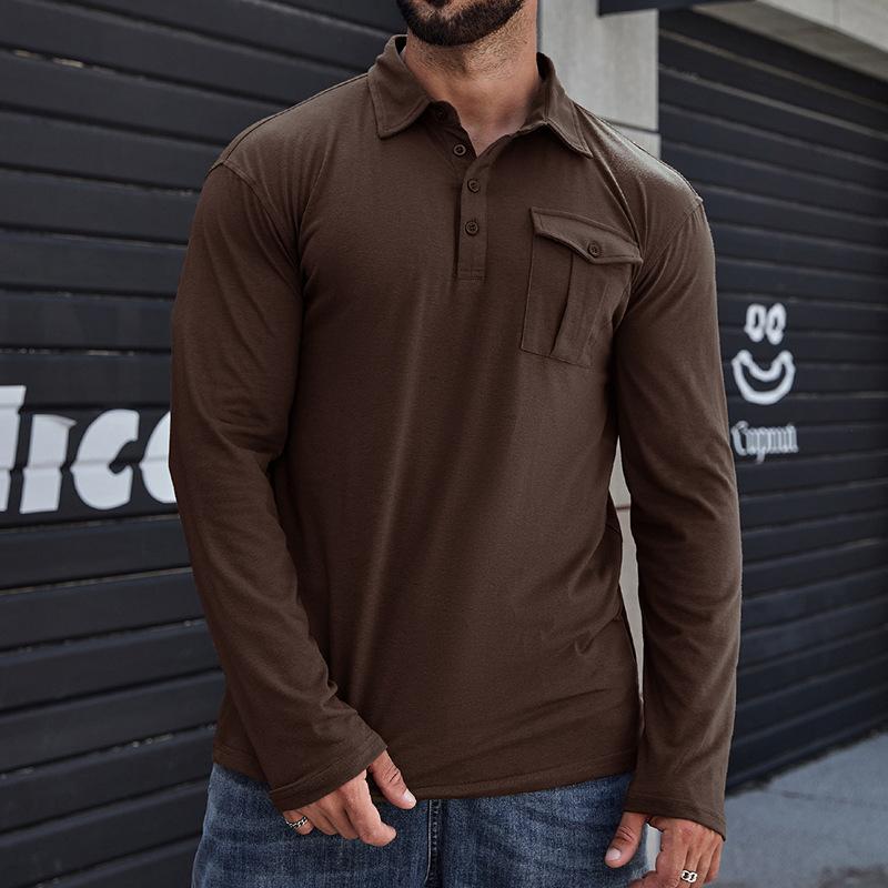 Men's Outdoor Lapel Solid Color POLO Shirt 18467687X