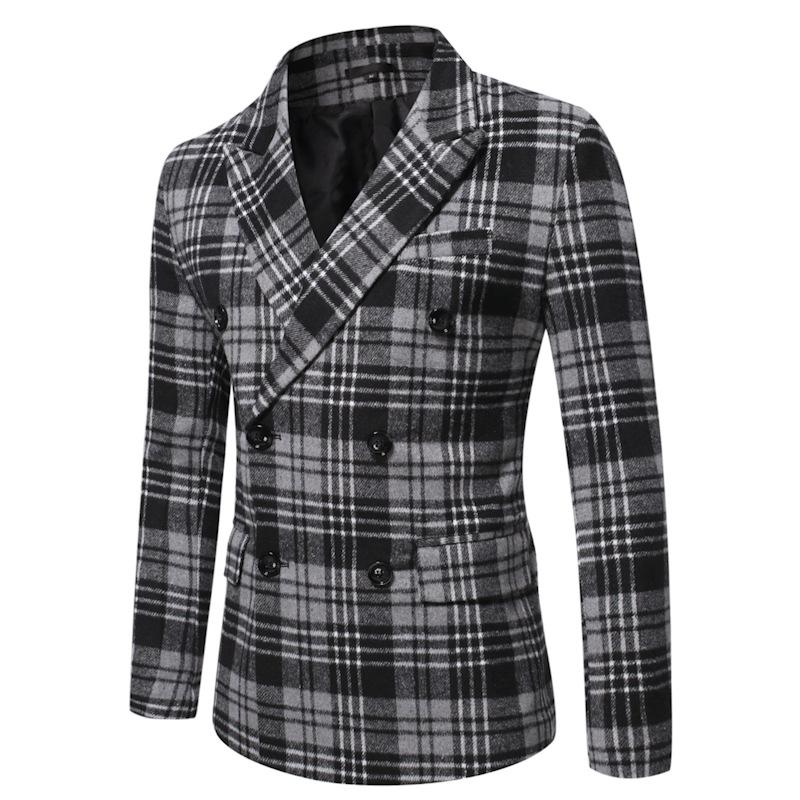 Blazer de cuadros gruesos con solapa para otoño e invierno para hombre 86064698U