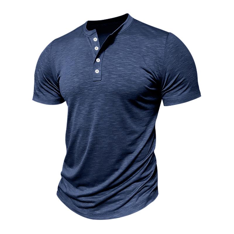 Men's Casual Henley Collar Short Sleeve T-Shirt 76662406Y