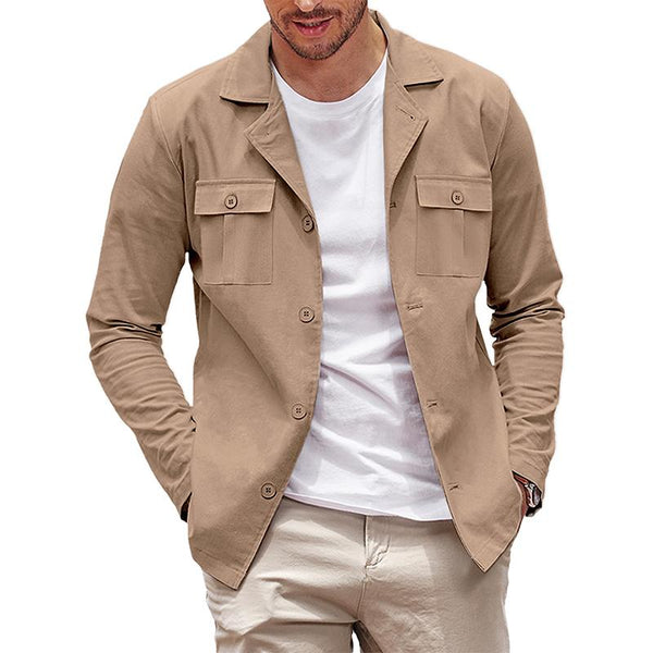 Men's Solid Color Casual Single Breasted Thin Jacket 04283792X