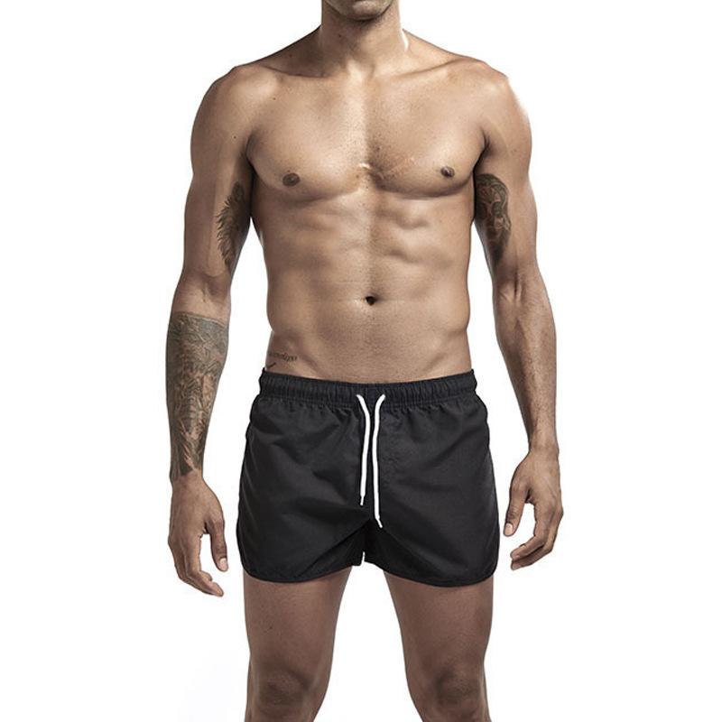 Men's Solid Drawstring Elastic Waist Quick-dry Sports Fitness Shorts 31014794Z