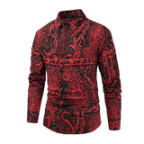 Mens Vintage Paisley Print Long Sleeve Shirt 94540252Y