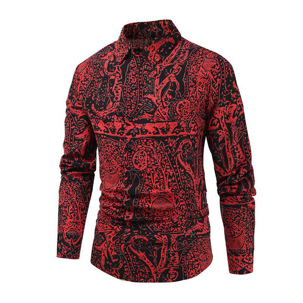 Mens Vintage Paisley Print Long Sleeve Shirt 94540252Y